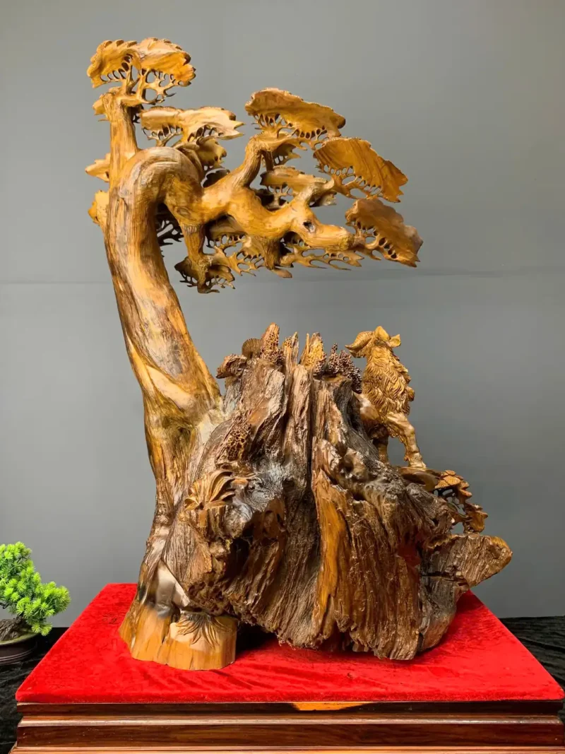 tam-duong-quan-tung-go-bach-xanh-G6074-6 Tượng Tam Dương Quần Tùng Gỗ Bách Xanh Liền Khối G6074