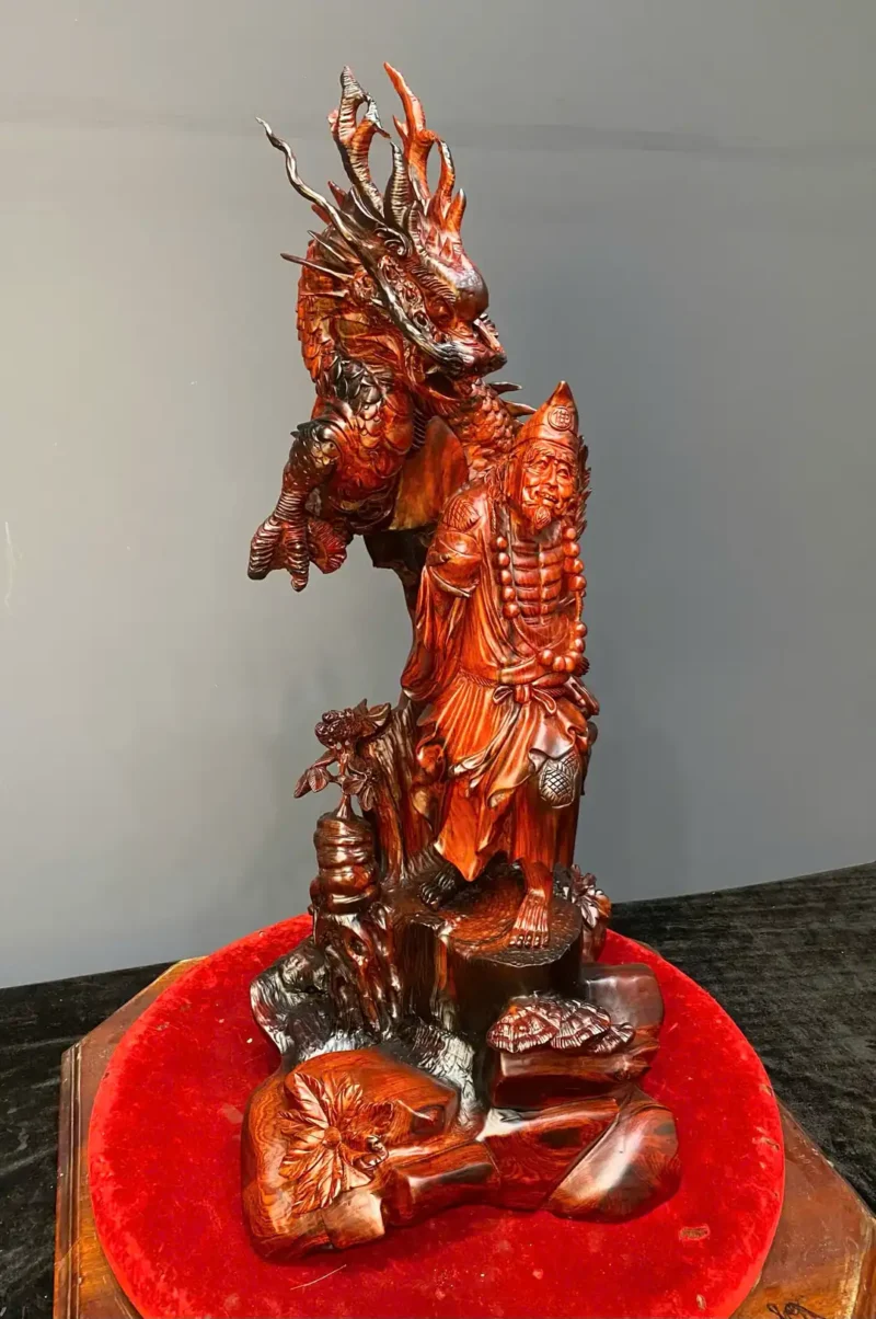 te-cong-hang-long-ton-gia-go-trac-cao-G6102-3 Tượng Tế Công Hàng Long Tôn Giả Gỗ Trắc Liền Khối G6102