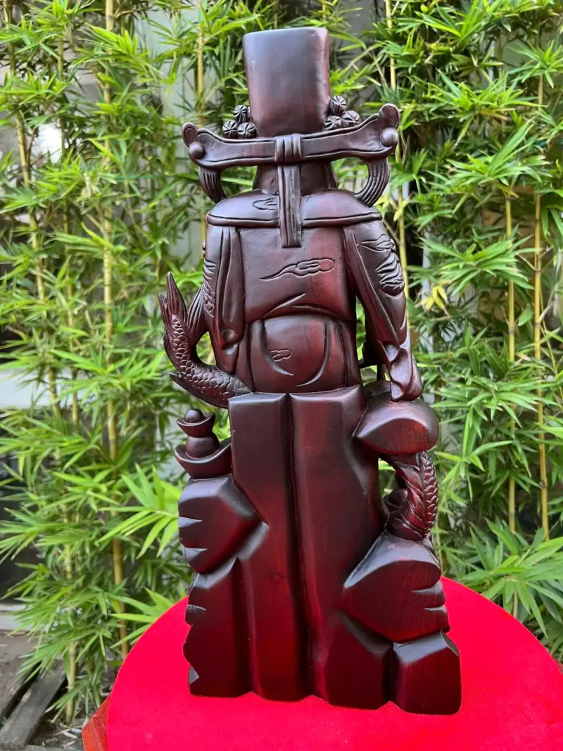 than-tai-go-G6031-4 Tượng Thần Tài Gỗ Chiu Liu Liền Khối G6031