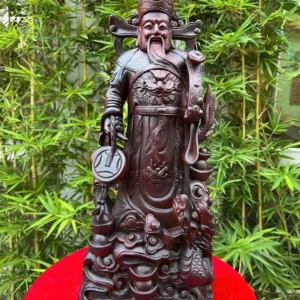 than-tai-go-G6076-1 Tượng Thần Tài Gỗ Chiu Liu Liền Khối G6076