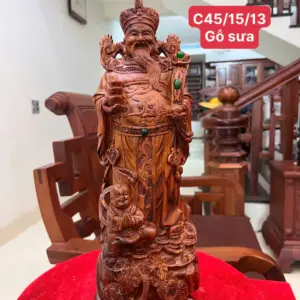 than-tai-go-sua-o-G5138-1_Thần Tài Gỗ Sưa Đỏ Liền Khối Giá 5 Triệu Kích Thước Cao 45cm, Ngang 15cm, Sâu 13cm Tượng Thần Tài Gỗ Sưa Đỏ Liền Khối G5138