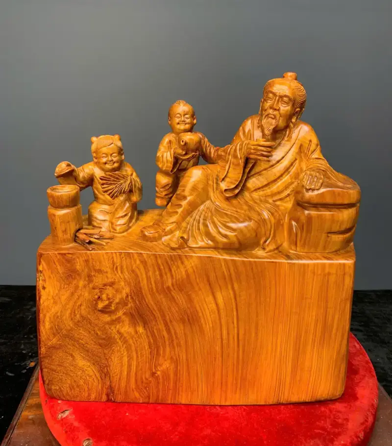 than-tra-go-huong-ta-G5444-1 Tượng Thần Trà Gỗ Hương Ta Liền Khối G5444