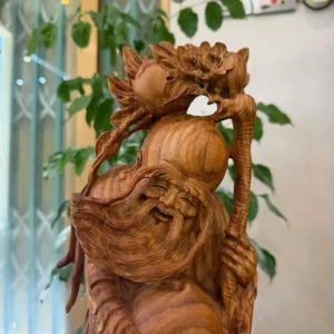 tho-tien-go-G6032-2 Tượng Thọ Tiên Gỗ Sưa Liền Khối G6032