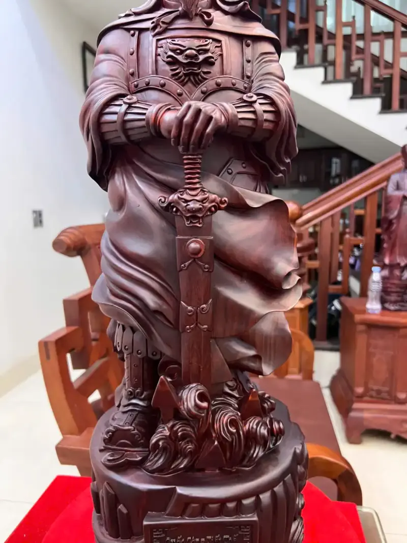tran-quoc-tuan-G5068-3_Trần Quốc Tuấn Tử Đàn Lk Giá 9.500 Triệu Kích Thước Cao 71cm, Ngang 23cm, Sâu 20cm Tượng Trần Quốc Tuấn Tử Đàn Liền Khối G5068
