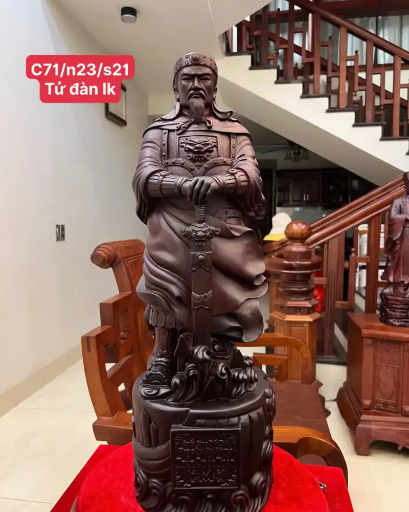 tran-quoc-tuan-G5811-1 Tượng Trần Quốc Tuấn Gỗ Tử Đàn Liền Khối G5811