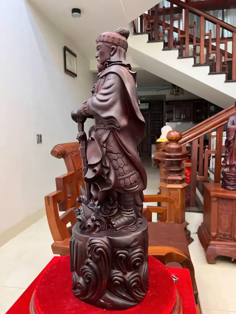 tran-quoc-tuan-G5811-5 Tượng Trần Quốc Tuấn Gỗ Tử Đàn Liền Khối G5811
