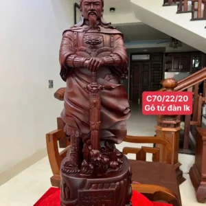 tran-quoc-tuan-G6036-1 Tượng Trần Quốc Tuấn Chống Kiếm Gỗ Tử Đàn Liền Khối G6036