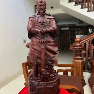 tran-quoc-tuan-G6036-2 Tượng Trần Quốc Tuấn Chống Kiếm Gỗ Tử Đàn Liền Khối G6036