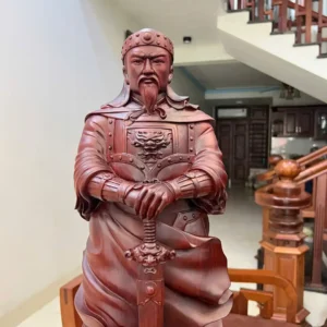tran-quoc-tuan-G6036-3 Tượng Trần Quốc Tuấn Chống Kiếm Gỗ Tử Đàn Liền Khối G6036