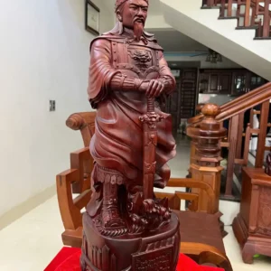 tran-quoc-tuan-G6036-4 Tượng Trần Quốc Tuấn Chống Kiếm Gỗ Tử Đàn Liền Khối G6036