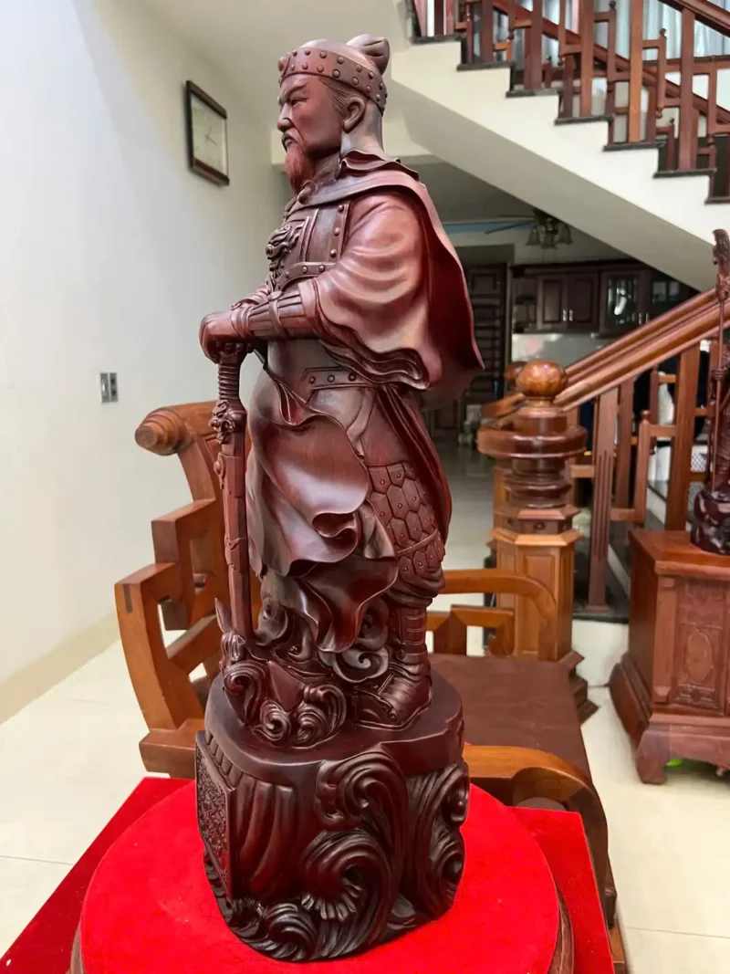 tran-quoc-tuan-G6036-6 Tượng Trần Quốc Tuấn Chống Kiếm Gỗ Tử Đàn Liền Khối G6036