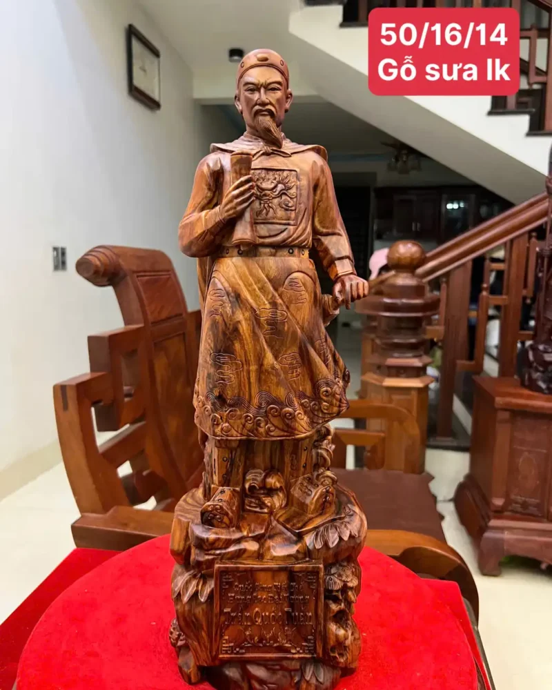 tran-quoc-tuan-G6079-1 Tượng Trần Quốc Tuấn Gỗ Sưa Bắc Liền Khối G6079