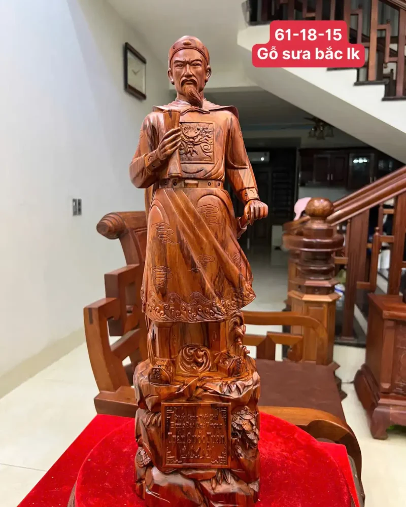 tran-quoc-tuan-G6080-1 Tượng Trần Quốc Tuấn Gỗ Sưa Liền Khối G6080