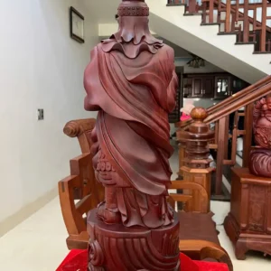 tran-quoc-tuan-G6105-3 Tượng Trần Quốc Tuấn Chống Kiếm Gỗ Tử Đàn Liền Khối G6105