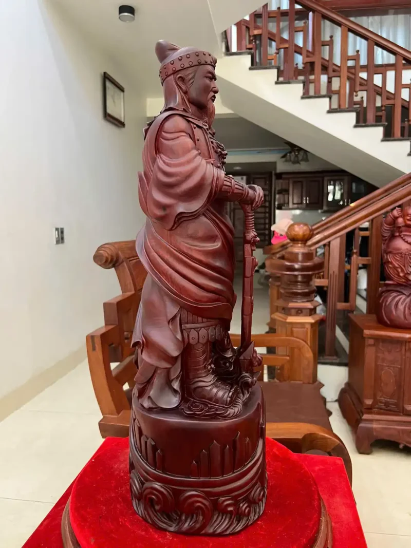 tran-quoc-tuan-G6105-4 Tượng Trần Quốc Tuấn Chống Kiếm Gỗ Tử Đàn Liền Khối G6105
