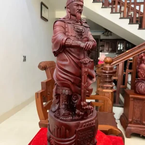 tran-quoc-tuan-G6105-5 Tượng Trần Quốc Tuấn Chống Kiếm Gỗ Tử Đàn Liền Khối G6105