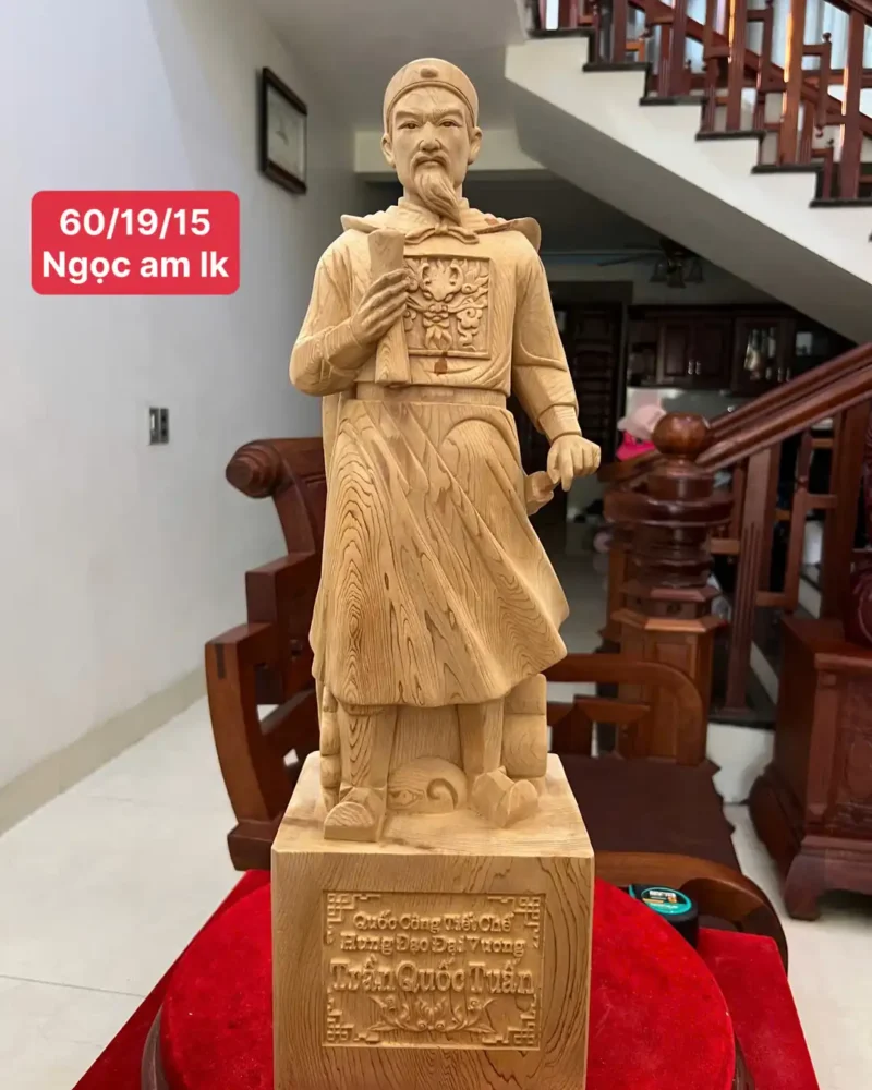 tran-quoc-tuan-G6106-1 Tượng Trần Quốc Tuấn Gỗ Ngọc Am Liền Khối G6106