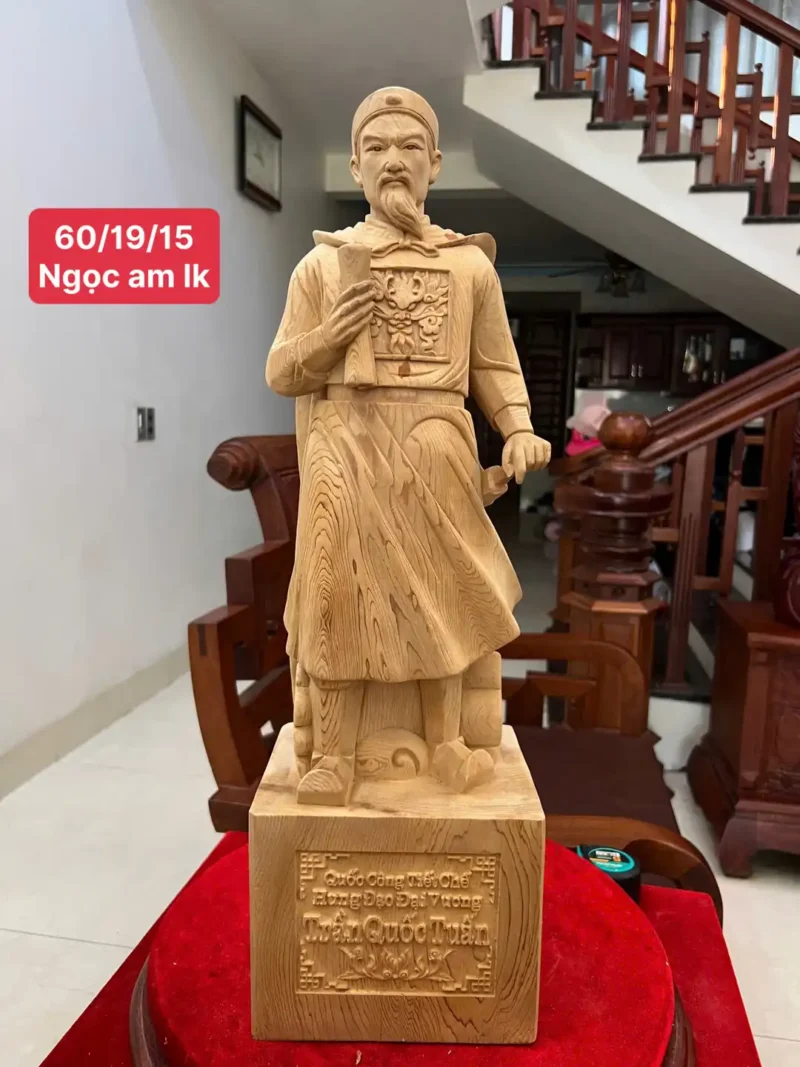 tran-quoc-tuan-G6106-1 Tượng Trần Quốc Tuấn Gỗ Ngọc Am Liền Khối G6106