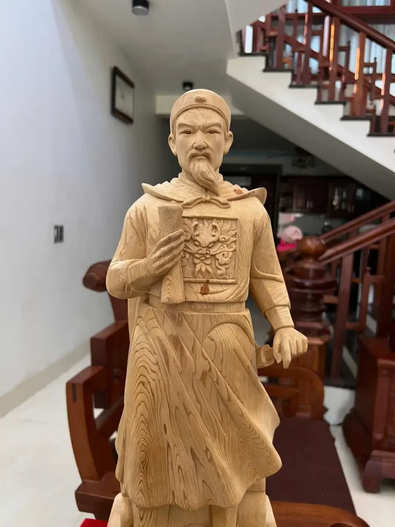 tran-quoc-tuan-G6106-3 Tượng Trần Quốc Tuấn Gỗ Ngọc Am Liền Khối G6106