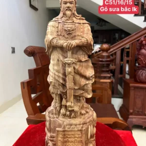 tran-quoc-tuan-G6107-1 Tượng Trần Quốc Tuấn Gỗ Sưa Bắc Mộc Đẹp Có Sơn G6107
