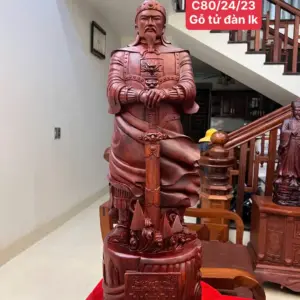 tran-quoc-tuan-go-tu-an-G5122-1_Trần Quốc Tuấn Gỗ Tử Đàn Hàng Đục Kỹ Đẹp Giá 11.500 Triệu Kích Thước Cao 80cm, Ngang 24cm, Sâu 23cm Tượng Trần Quốc Tuấn Gỗ Tử Đàn Hàng Đục Kỹ Đẹp Liền Khối G5122