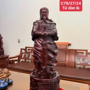 tran-quoc-tuan-go-tu-an-G5142-1_Trần Quốc Tuấn Gỗ Tử Đàn Liền Khối Giá 11.400 Triệu Kích Thước Cao 79cm, Ngang 27cm, Sâu 24cm Tượng Trần Quốc Tuấn Gỗ Tử Đàn Liền Khối G5142