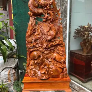 tu-linh-go-G5710-1 Tượng Tứ Linh Gỗ Hương Ta Gia Lai Hàng Kỹ Nét Liền Khối G5710
