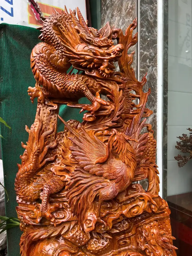 tu-linh-go-G5710-4 Tượng Tứ Linh Gỗ Hương Ta Gia Lai Hàng Kỹ Nét Liền Khối G5710