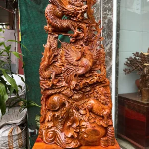 tu-linh-go-G5972-2 Tượng Tứ Linh Gỗ Hương Ta Gia Lai Hàng Kỹ Nét Liền Khối G5972