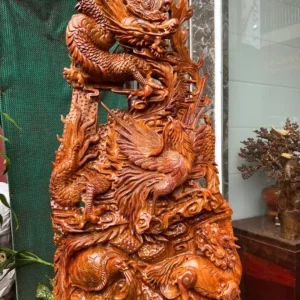 tu-linh-go-G5972-3 Tượng Tứ Linh Gỗ Hương Ta Gia Lai Hàng Kỹ Nét Liền Khối G5972