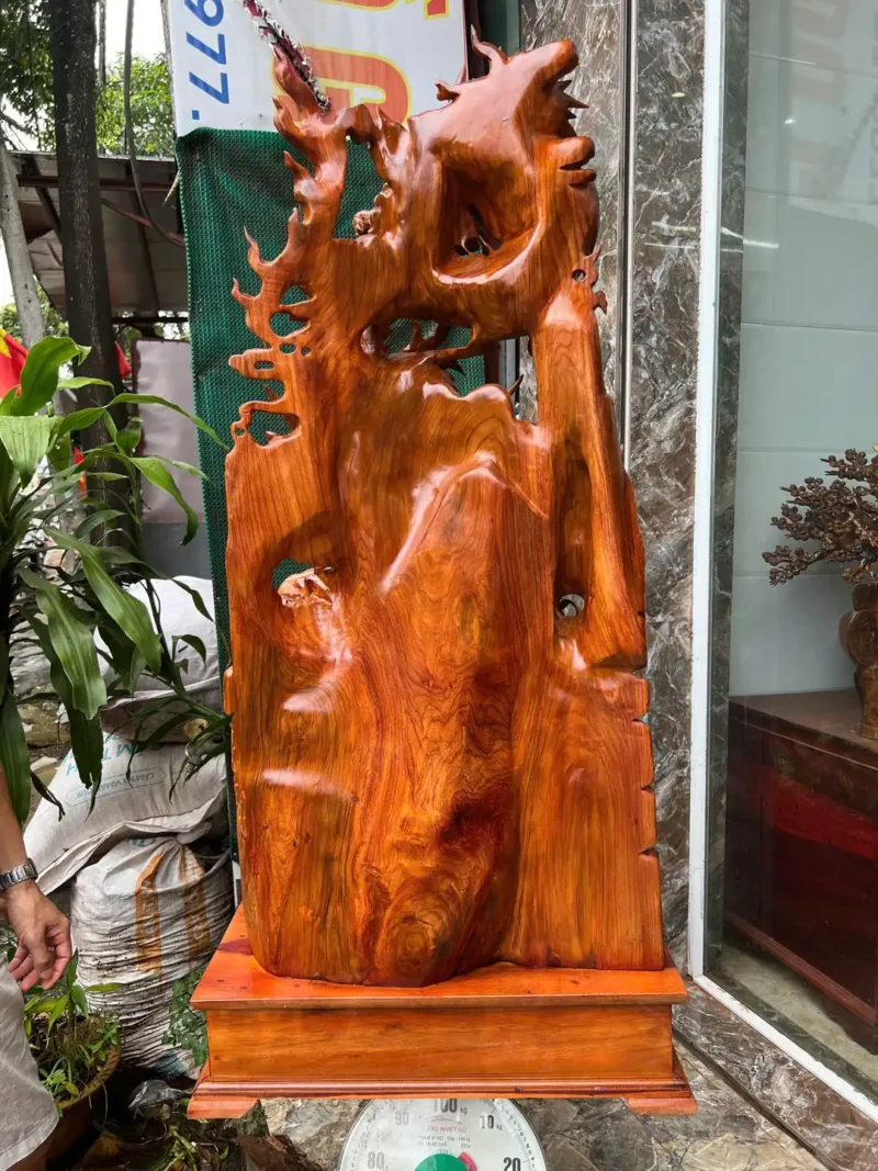 tu-linh-go-G5972-5 Tượng Tứ Linh Gỗ Hương Ta Gia Lai Hàng Kỹ Nét Liền Khối G5972