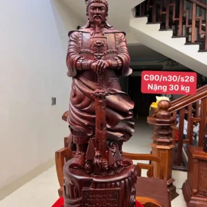 tuong-tran-quoc-G6040-1 Tượng Trần Quốc Tuấn Chống Kiếm Gỗ Tử Đàn Liền Đẹp G6040