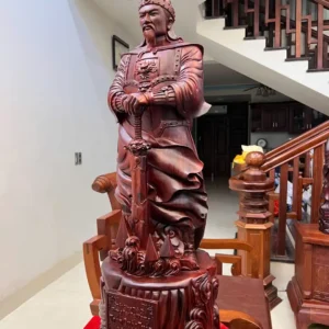 tuong-tran-quoc-G6040-5 Tượng Trần Quốc Tuấn Chống Kiếm Gỗ Tử Đàn Liền Đẹp G6040